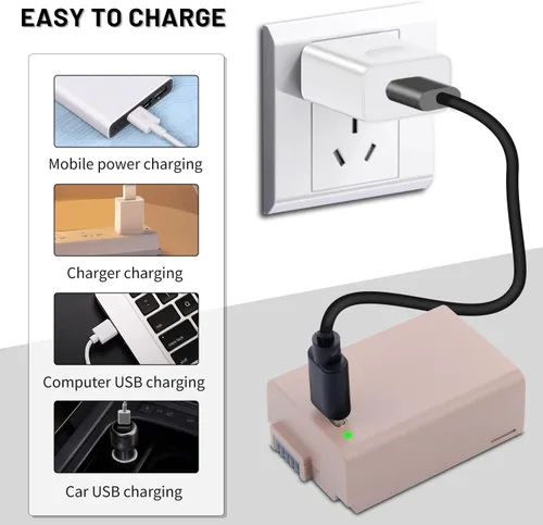 Miniatura 6 de Paquete de 2 baterías de repuesto EN-EL25 EN-EL25a con puerto de carga rápida USB-C compatible con cámara Nikon ZFC / Z30 / Z50, cargador MH-32