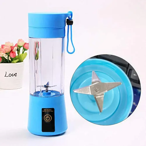 Miniatura 2 de Licuadora portátil para batidos y batidos 10oz 12.8 fl oz pequeña máquina exprimidora mini USB recargable 4 cuchillas mini exprimidor azul