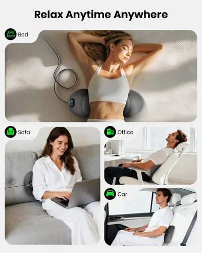 Miniatura 11 de Triple Fusion - Masajeador de espalda con estiramiento, vibración y calor, almohada lumbar eléctrica 3 en 1 para aliviar la tensión de la espalda