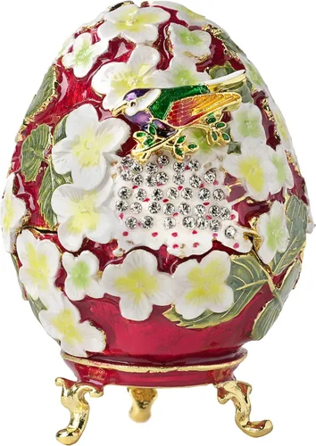 Miniatura 11 de Apropos Huevo Faberge pintado a mano de estilo vintage con esmalte rico y diamantes de imitación brillantes caja de joyería