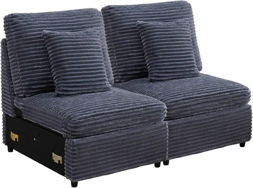 Miniatura 32 de ORRD Consola de almacenamiento multifuncional con soportes dobles para tazas, mesa, estación de carga USB para sofá modular seccional para sala