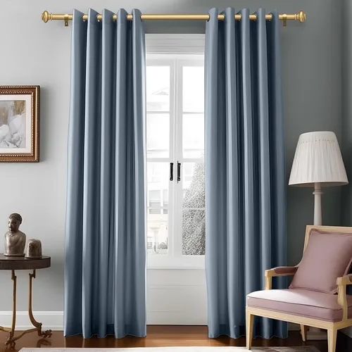 Miniatura 3 de SIMEWIN Barras de cortina doradas para ventanas de 72 a 144 pulgadas, ajustables, decorativas, de 1 pulgada de diámetro, juego de cortineros Dorado