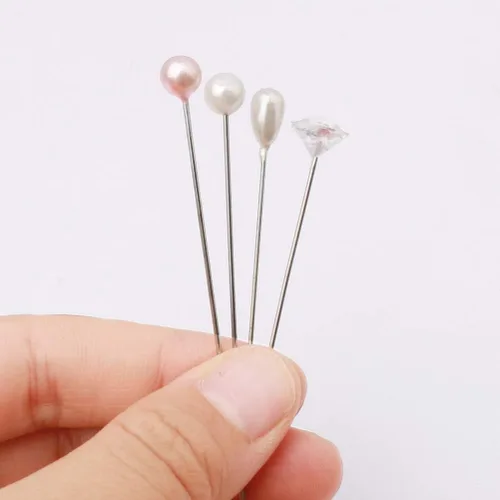 Miniatura 3 de 400 alfileres de ramo de flores, 4 estilos de alfileres Boutonniere, alfileres de ramillete de cabeza de cristal para costura, joyería, decoración