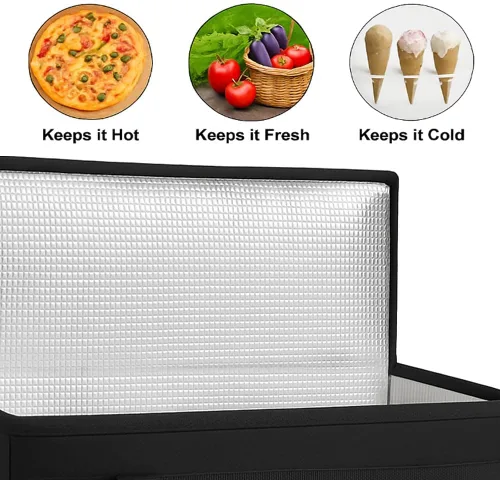 Miniatura 9 de musbus Bolsa térmica aislada para entrega de alimentos, mantiene la comida caliente, catering Therma para doordash, enfriadores de bolsas de Negro