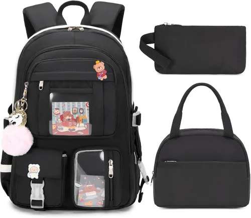 Miniatura 9 de LXYGD - Mochilas para laptop de 16 pulgadas, mochilas escolares universitarias, juego de 3 piezas con lonchera y estuche de lápices, mochilas