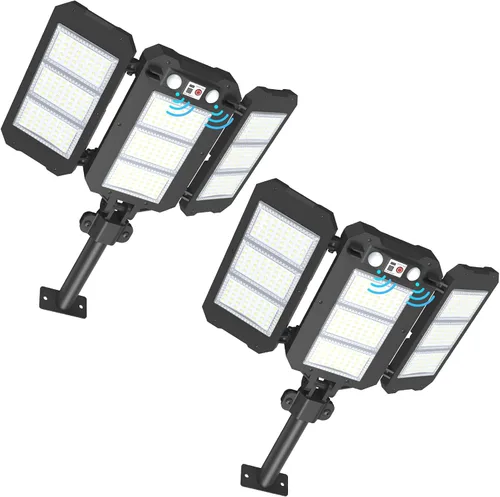 Miniatura 9 de Luces de inundación solar para exteriores, 7000 LM, luces solares súper brillantes de brazo de aluminio, 3 cabezales, LED de atardecer a amanecer