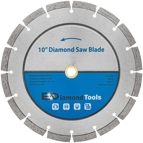 Miniatura 16 de Hoja de sierra de diamante segmentada de 4 "para hormigón, ladrillo, bloque y mampostería, altura de segmento de 0.394 in, eje de 7/8"-5/8