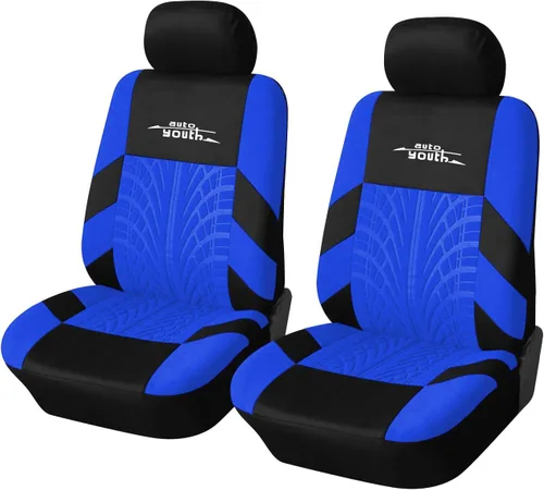 Miniatura 26 de AUTOYOUTH - Juego completo de fundas para asientos de auto, fundas para asientos delanteros y asiento trasero dividido para mujer, juego de Azul