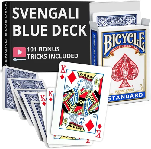 Miniatura 37 de Ted's Sterling Magic Precision Blue Rider Back Bicicleta Svengali Deck con instrucciones para más de 100 trucos (2 de clubes)