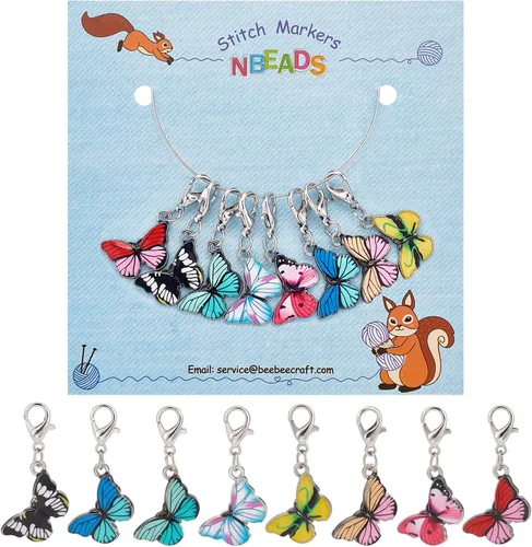 Miniatura 9 de NBEADS 2 Piezas 2 Estilos Cadenas Contador de Filas con Dijes de Abejas, Marcadores de Puntos con Números 0~9 Cuentas Acrílicas Dijes Marcadores