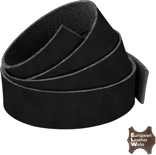 Miniatura 5 de ELW 5-6 oz (2-2.4mm) Correas negras de 1" de ancho x 40" de largo (2.5cm x 1.06m) de cuero de grano completo Crazy Horse de calidad para cinturones