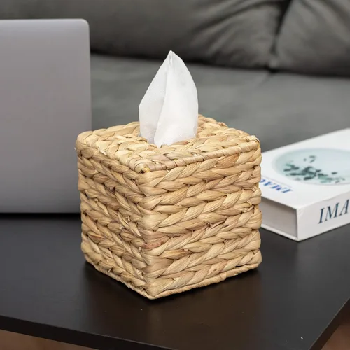 Miniatura 6 de KOLWOVEN Soporte para Caja de Paños - Cuadrado - Caja Cubierta de Paños de Ratán Trenzado - Soporte Boho Decorativo Tejido para Paños Faciales