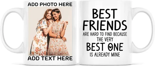 Miniatura 24 de Taza de café con texto en inglés "Because Of You I Laugh", regalo para mujeres, mejores amigas, mejores amigas, tazas personalizadas de amistad