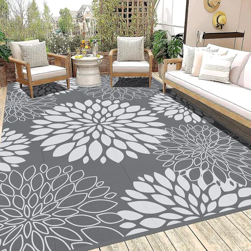 Miniatura 24 de Ileading Alfombra impermeable para exteriores de 5 x 8 pies, reversible, de paja de plástico, portátil, para interiores y exteriores, caravana