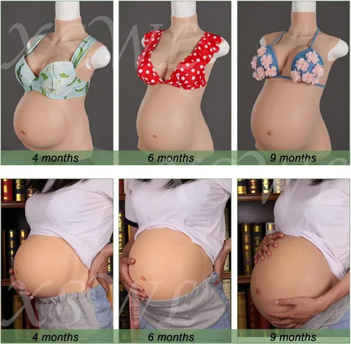 Miniatura 6 de Silicona completa de 4 a 9 meses embarazada, vientre realista, pechos falsos, formas de pecho para cosplay con relleno de algodón