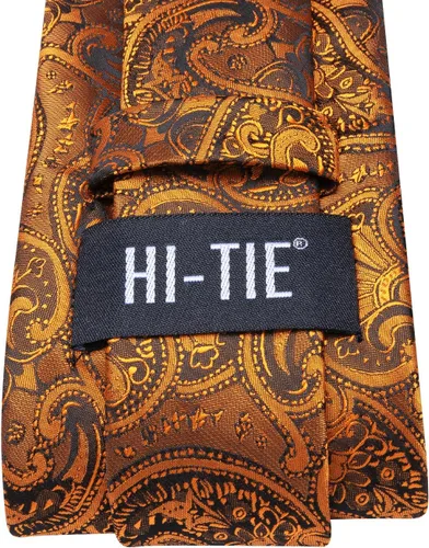 Miniatura 213 de Hi-Tie Corbatas de seda para hombre, diseño de cachemira a rayas, con bolsillo, gemelos cuadrados, conjunto formal de negocios