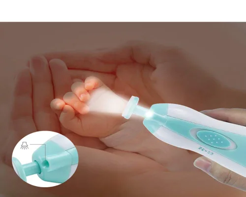 Miniatura 4 de Lima de uñas para bebé, lima de uñas eléctrica segura para bebés con luz, batería de uñas para recién nacidos, cortaúñas para uñas de bebé