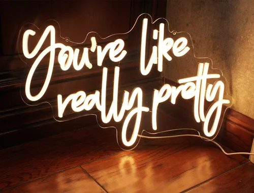 Miniatura 3 de DAKABUKA Letrero de neón "You Are Like Really Pretty" en blanco cálido Decoración de habitación Luces de neón LED para decoración de pared