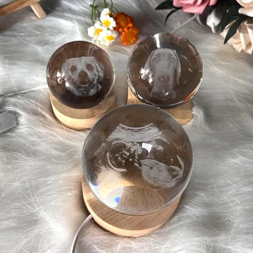 Miniatura 7 de Bola de Cristal con Foto de Ultrasonido Personalizada, Bola Decorativa Mágica de Cristal Láser 3D Personalizada con Soporte de Luz, Marco de Foto