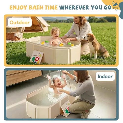 Miniatura 4 de Orzbow Bañera Plegable para Bebé, Bañera para Niños Pequeños con Base Antideslizante, Bañera Portátil para Niños Bebés de 12 Meses+ Viaje, Fácil