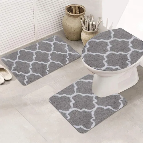 Miniatura 9 de Jianyana Juego de alfombras de baño de 3 piezas, incluye 1 alfombra de baño grande (19.5 x 31.5 pulgadas), 1 alfombra de inodoro en forma de U