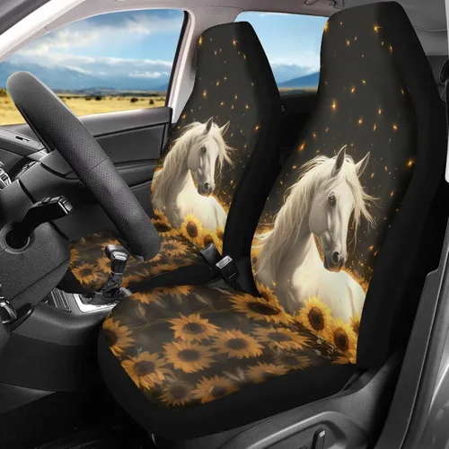 Miniatura 38 de Bulopur Art Horse - Juego de 2 fundas universales para asientos delanteros de automóvil, protectores enteros adecuados para la mayoría