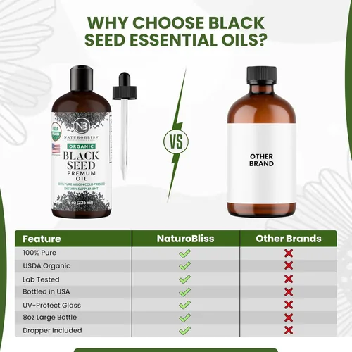 Miniatura 6 de NaturoBliss Aceite orgánico de semillas negras 100 virgen prensado en frío Omega 3 6 9 súper antioxidante para apoyo inmunológico, articulaciones