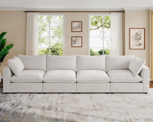 Miniatura 2 de VANOMi Sofá modular seccional, sofá de nube de asiento profundo, cojines ultra cómodos, tapicería suave, funda extraíble, 4 plazas para sala de estar
