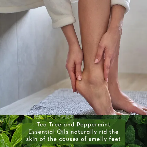 Pure Body Naturals Aceite de árbol de té para pies y baño con Epsom y sal del mar muerto, 20 onzas, mezcla terapéutica, alivio para músculos