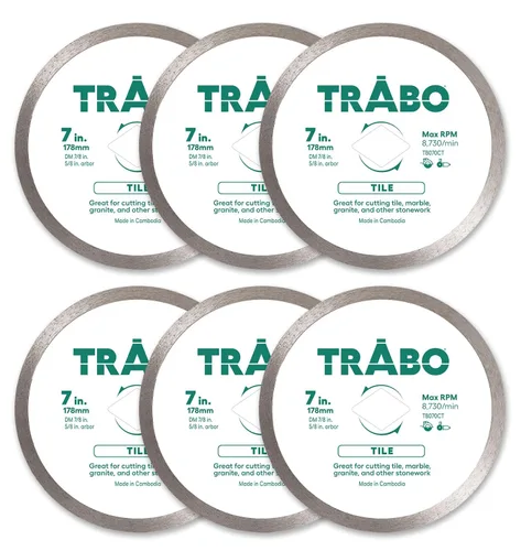 Miniatura 13 de Trabo Paquete de 3 hojas de unión de metal de diamante de borde continuo de 4.5 pulgadas para cortar granito, cerámica, porcelana, cuarzo y más, 3
