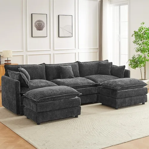 Miniatura 16 de Sofá modular seccional, juego de sofá en forma de L de 77 pulgadas con reposabrazos, cómodos sofás de nube de 2 plazas para sala de estar