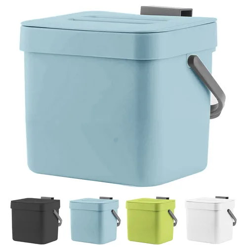 LALASTAR Cubo de Compost de Cocina, Cubo de Basura Colgante con Tapa para Puerta de Armario de Cocina, Debajo del Fregadero, Cubo de Basura Montado