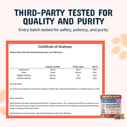 Miniatura 8 de Hongo de cola de pavo para perros con cola de pavo orgánica real Turkey Tail™ - Gomitas masticables de extracto de hongos 8:1 para bultos