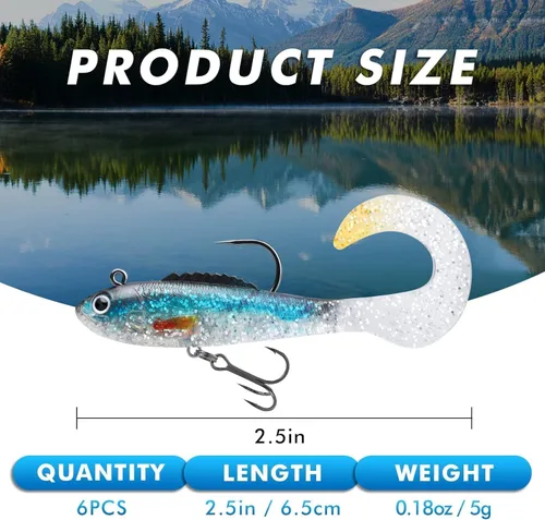 Miniatura 2 de GOTOUR Pre-Rigged Soft Fishing Lures with Weedless Hook, Lifelike Paddle Tail Swimbaits for Bass Fishing, Freshwater & Saltwater Fishing Bait