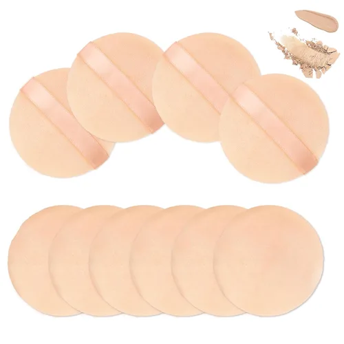10 esponjas de base para polvo facial, 2.36 pulgadas para base de terciopelo, aplicador de algodón puro, almohadillas de maquillaje cosmético de