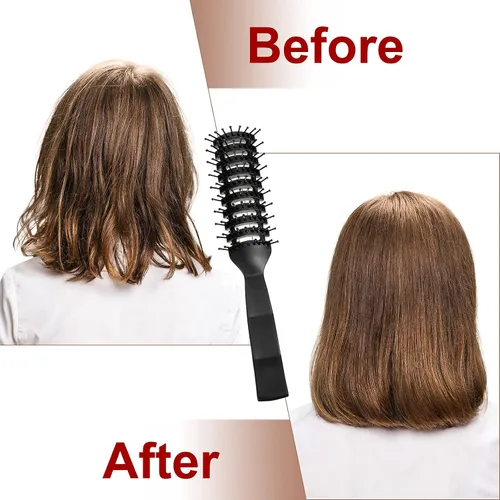 Miniatura 6 de Patelai 3 piezas de cepillo de ventilación para hombres y mujeres, cepillo de pelo de plástico negro, cerdas antiestáticas para cabello húmedo