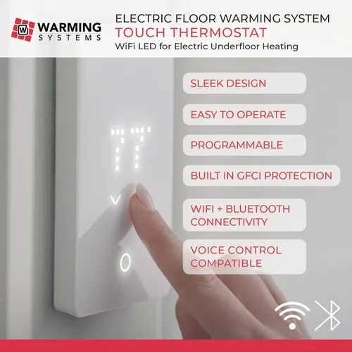 Miniatura 4 de Kit de calefacción radiante eléctrica de 100 pies cuadrados y 120 V - Incluye cable calefactor, membrana de calor, termostato programable LED WiFi