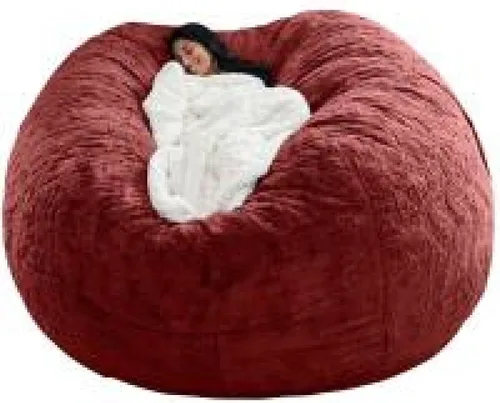 Miniatura 19 de DIOB Funda redonda para silla de puf, para adultos, adolescentes (relleno no incluido), silla de sofá gigante suave, cómoda silla de descanso