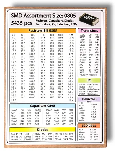 Miniatura 2 de Libro de surtido de resistencias, condensadores y componentes electrónicos SMD 1206 - 5435 piezas, Libro 1206