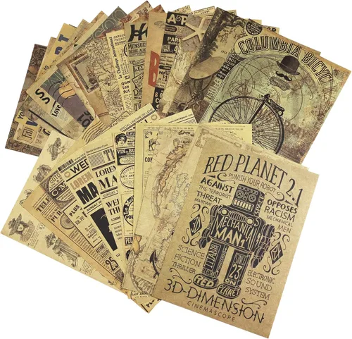 CATaireen - 30 hojas de papel de estraza vintage hecho a mano, 5.8 x 8.2 pulgadas, para manualidades de decoupage (NO repetición, sin adhesivo)