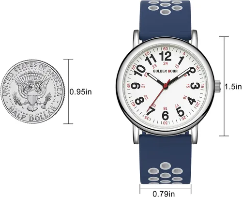 Miniatura 6 de GOLDEN HOUR Reloj de enfermera impermeable para profesionales médicos, estudiantes, mujeres y hombres, esfera luminosa de fácil lectura, 24 horas