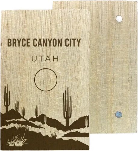 Bryce Canyon City Utah Souvenir - Imán de madera grabada para nevera, diseño de cactus desierto, 2 x 3 pulgadas