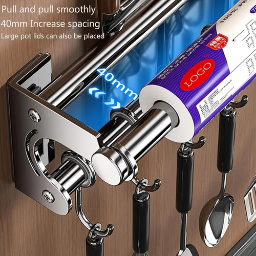 Miniatura 5 de Soporte de pared para cuchillos colgantes de pared, ahorra espacio, con ganchos, organizador de cocina, estante de almacenamiento para utensilios
