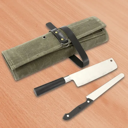 Miniatura 6 de Bolsa enrollable para cuchillos de chef, 9 bolsillos, funda de lona para cuchillos, cartera para cuchillos, protectores para cuchillos de chef