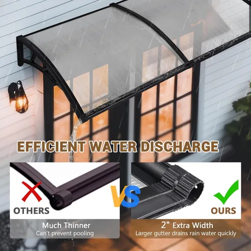 Miniatura 4 de Yescom Toldo para Puerta y Ventana de 40"x40" de Una Pieza Completa de Policarbonato Anti-UV30+ Cubierta para Puerta Delantera Exterior Protección