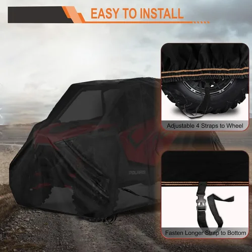 Miniatura 3 de Funda UTV de 4 plazas resistente con cremallera 420D impermeable para Kawasaki Teryx 4 Krx 4 Mule, Polaris RZR 1000 Ranger Crew 570 General 4