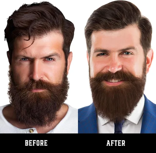 Miniatura 2 de Cepillo iónico calentado para alisar el cabello para hombres, 5 ajustes de temperatura, antiquemaduras, moldeador de barba y bolsa de viaje