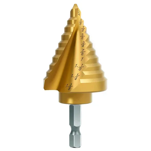 Miniatura 12 de Cobalt M35 - Broca escalonada de 1/4 a 3/4 pulgadas, revestimiento TiAlN con 4 brocas en espiral, 9 tamaños M35 cobalto HSS para acero inoxidable