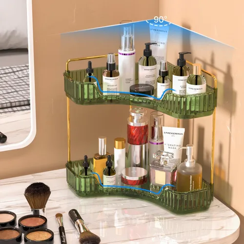 Miniatura 6 de GTI Organizador de 2 niveles para encimera de baño, organizador de esquina multifuncional para encimera de baño, organizador de maquillaje y perfume