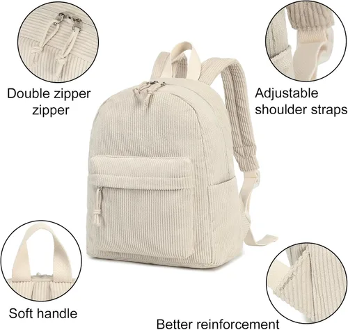 Miniatura 6 de LEDAOU Juego de mini mochila de moda con monedero, cartera, mochila, cartera para mujeres, adolescentes, bolsa de viaje escolar, Beige, 2pcs+wallet